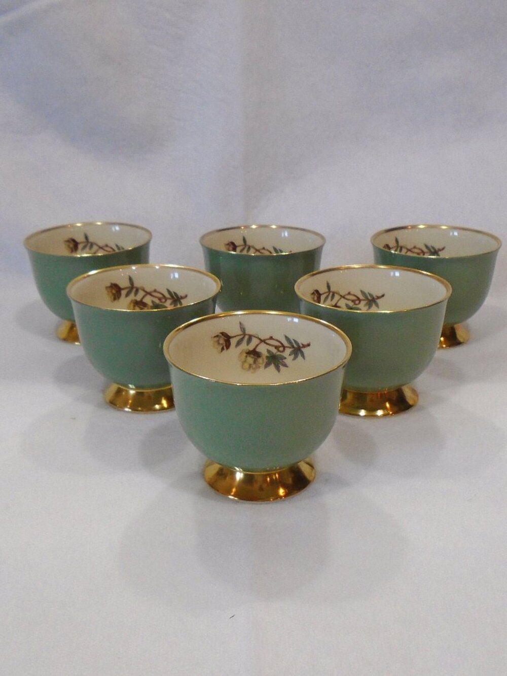 Set/6 FLINTRIDGE Avalon Single Egg Cups vintage/rare